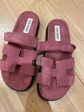 Steve Madden Faux Suede Mauve Suede Slide Sandals